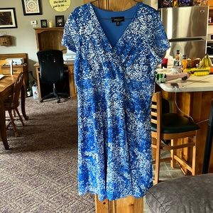RN Studio Blue and White Appliqué Dress, size 14P